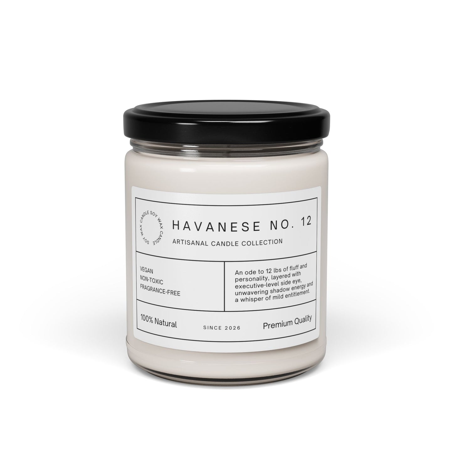 Havanese No. 12 Soy Candle (Unscented)