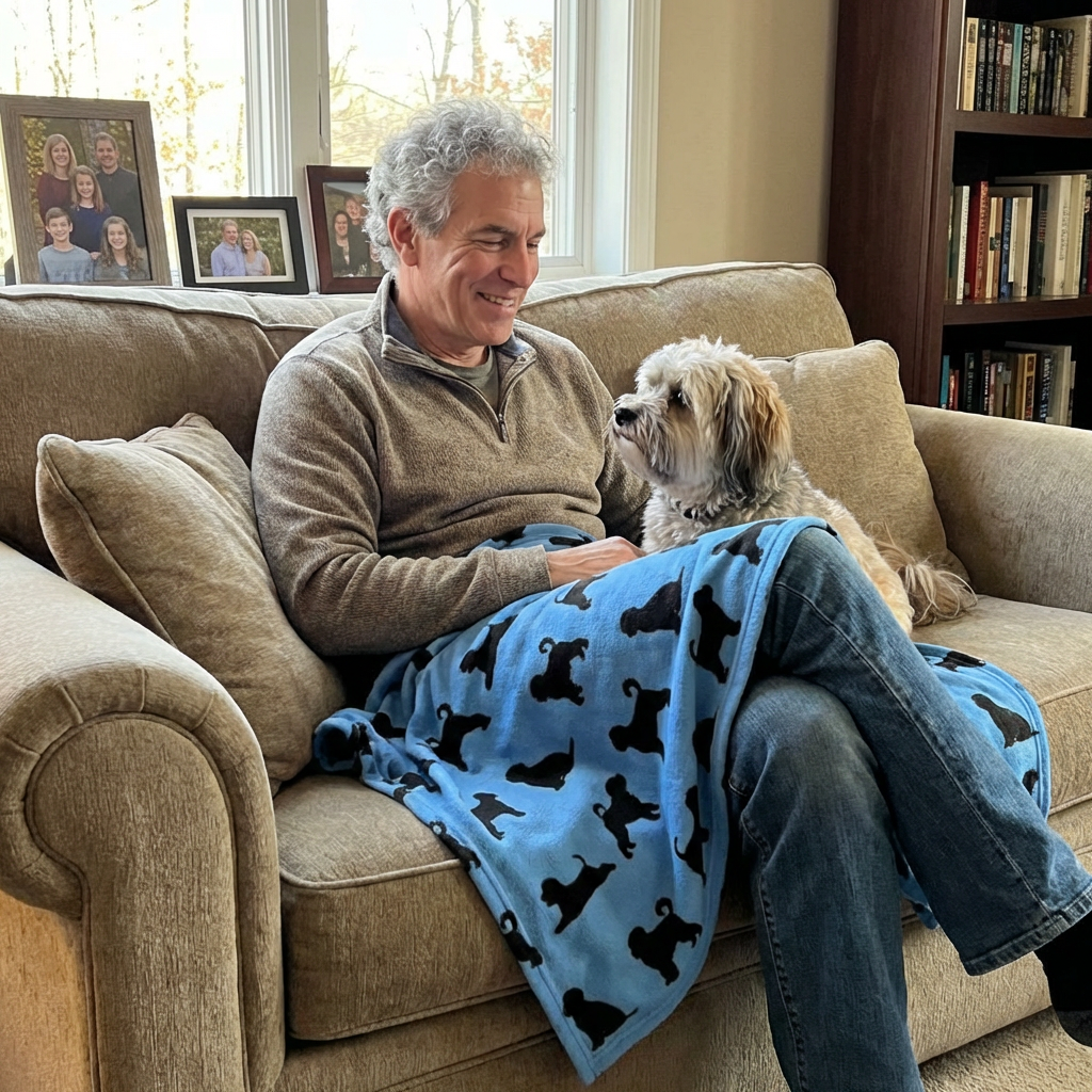 Havanese Silhouette Velveteen Blanket (Blue)