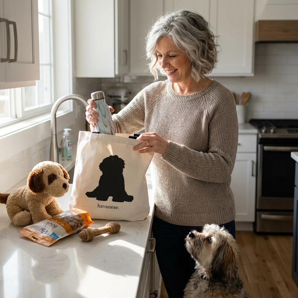Havanese Silhouette Canvas Tote