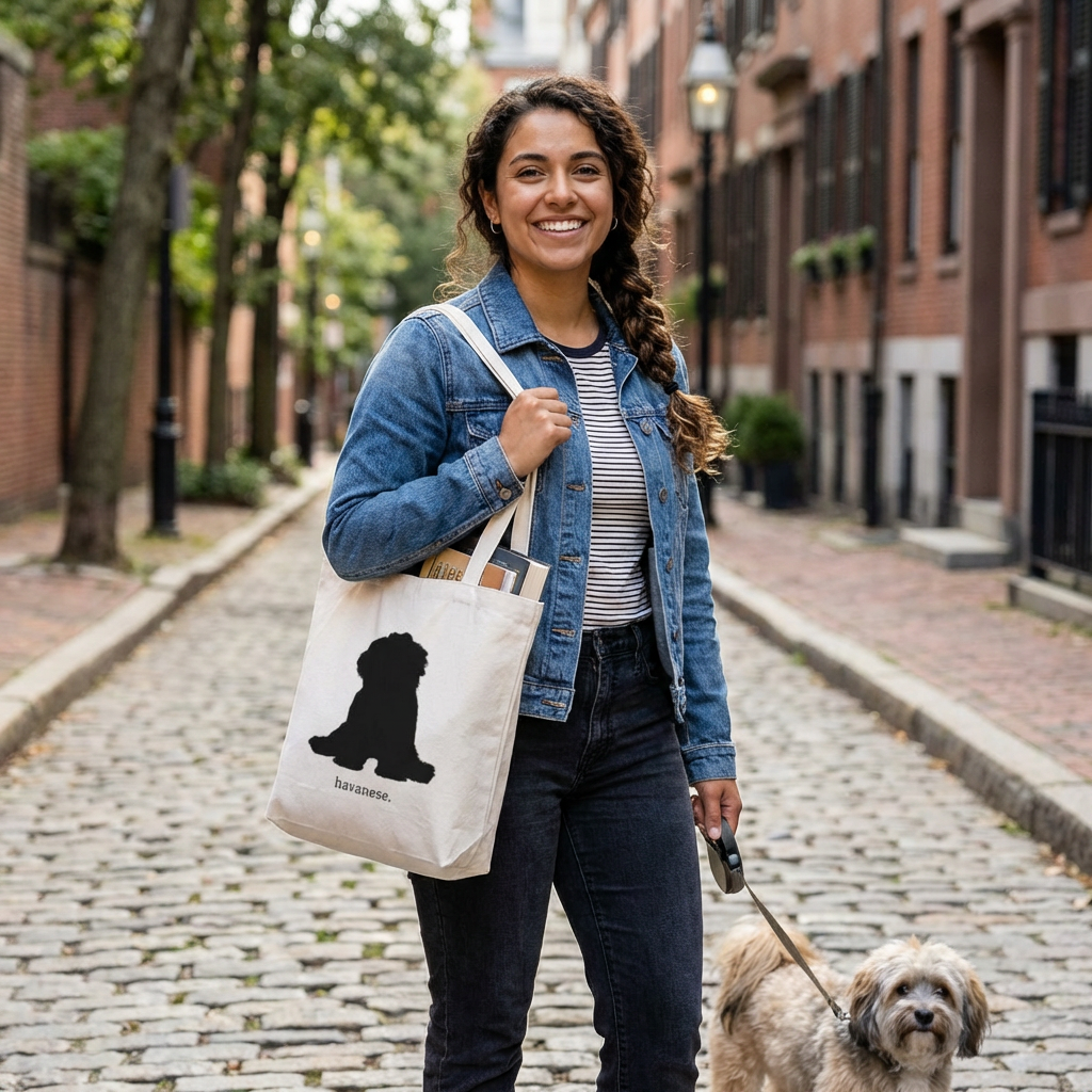 Havanese Silhouette Canvas Tote
