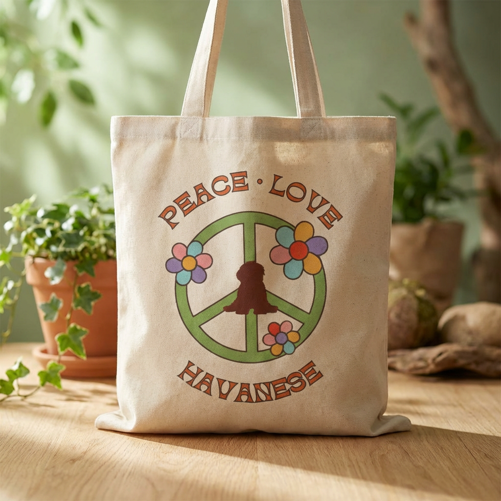 Peace Love Havanese Canvas Tote