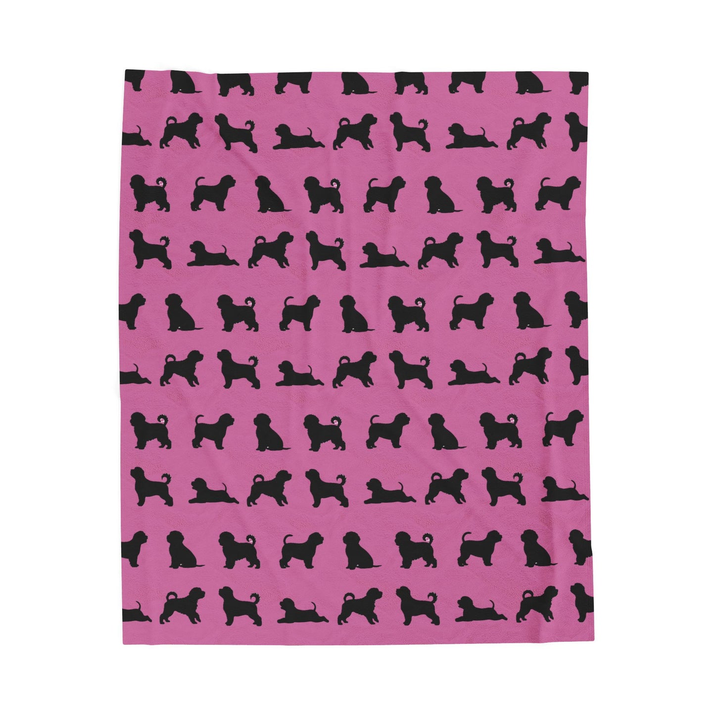 Havanese Silhouette Velveteen Blanket (Pink)
