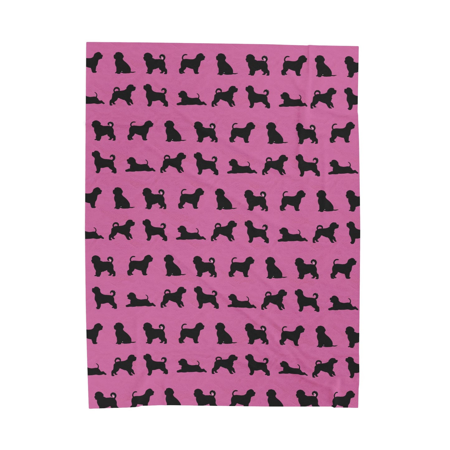 Havanese Silhouette Velveteen Blanket (Pink)