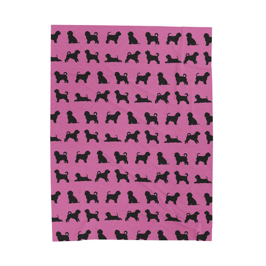 Havanese Silhouette Velveteen Blanket (Pink)