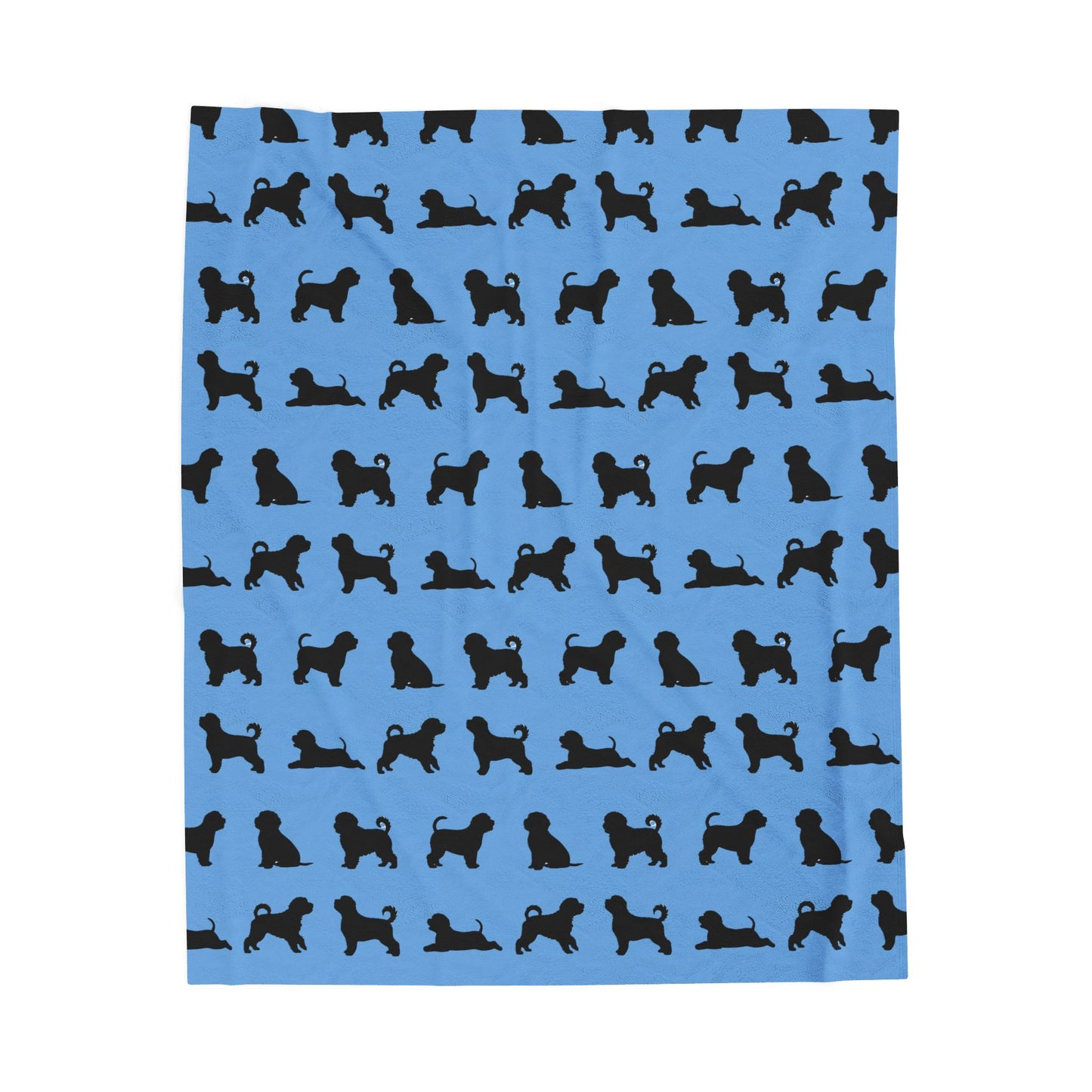 Havanese Silhouette Velveteen Blanket (Blue)