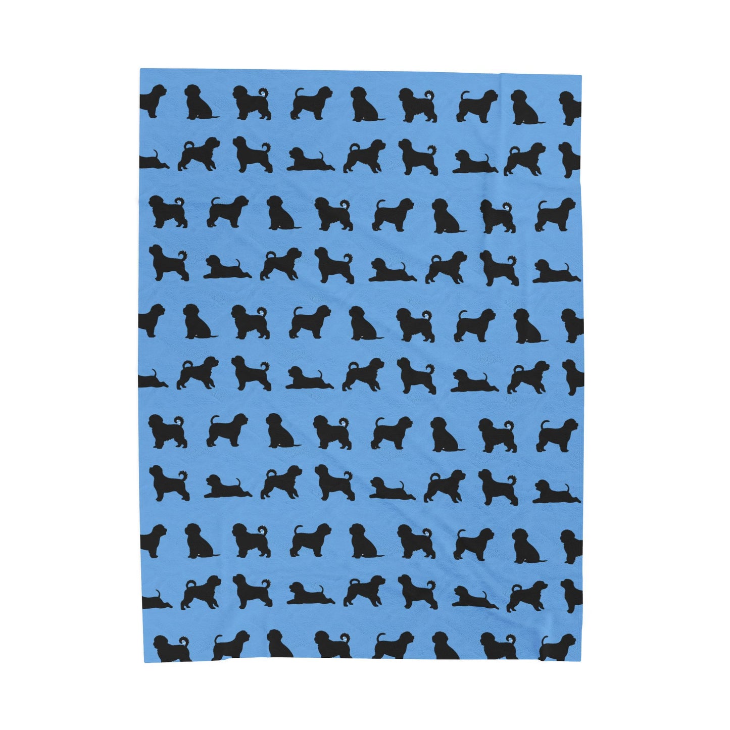 Havanese Silhouette Velveteen Blanket (Blue)